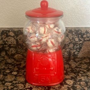 Sleigh Bell Bisto candy gum ball jar. Filled with Mint candy. New.